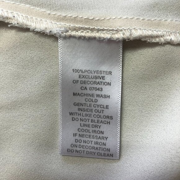 Spense Cream Sleeveless Blouse With Beaded Deep V Neckline Size Medium - Picture 5 of 11